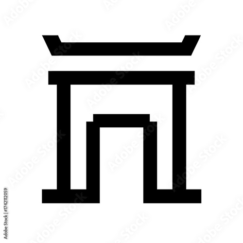 Illustration of a shinto gate, a traditional japanese structure that marks the entrance to a sacred space, often found at shrines