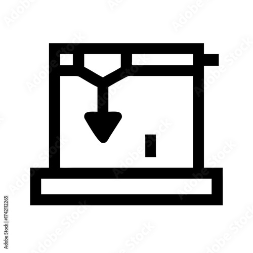 Vector art of a minimalist vector icon of a well with a bucket being lowered, , representing water, resources, or traditional methods