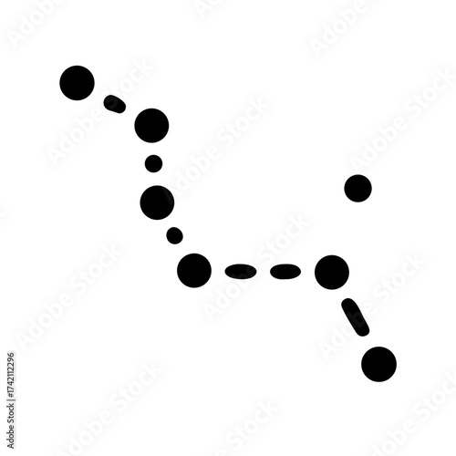 Vector art of a simple black glyph icon of the ursa minor constellation, this celestial pattern is also known as the little dipper, a guide for stargazing