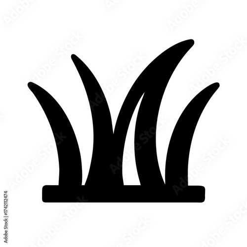 Vector art of black grass icon, symbolizing nature, growth, or landscaping, conveying simplicity and environmental themes in design