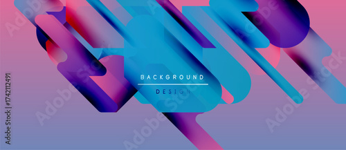 Abstract vibrant design. Fluid shapes blend purple, blue, pink hues. Modern background perfect for digital projects.