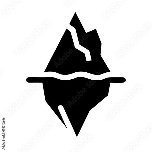 Vector art of iceberg floating in the ocean a large mass of ice detached from a glacier and carried out to sea symbol of danger and hidden threat