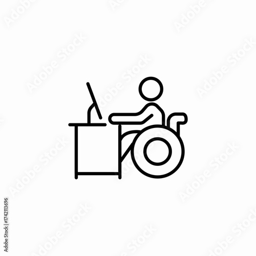 wheelchair desk worker icon sign vector