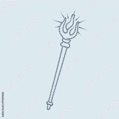 Stylized dotted outline of a torch with a flame, symbolizing illumination, energy, and inspiration in a minimalist design