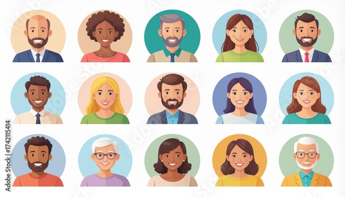 Diverse team avatars showcase inclusivity, perfect for corporate communications and website profiles, fostering connection and trust with a modern touch