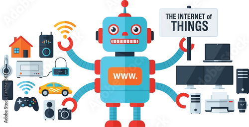 Internet of things iot robot technology devices automation editable stock