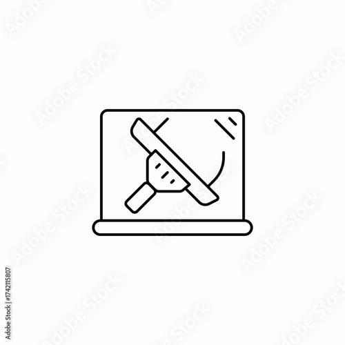 laptop bug searching icon sign vector