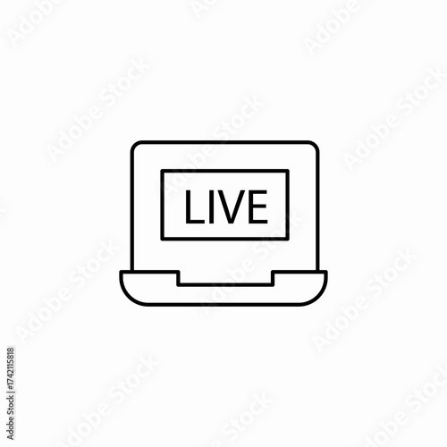 laptop live stream icon sign vector