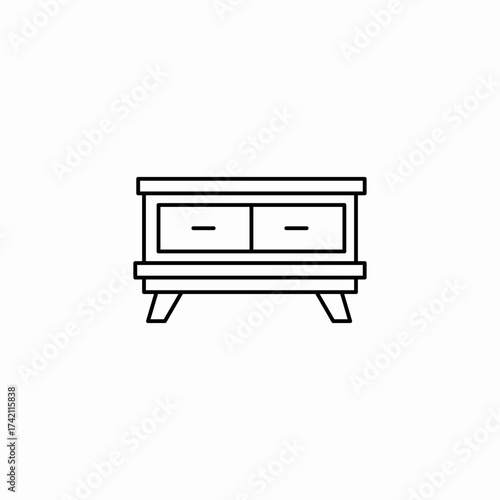 low wooden cabinet icon sign vector