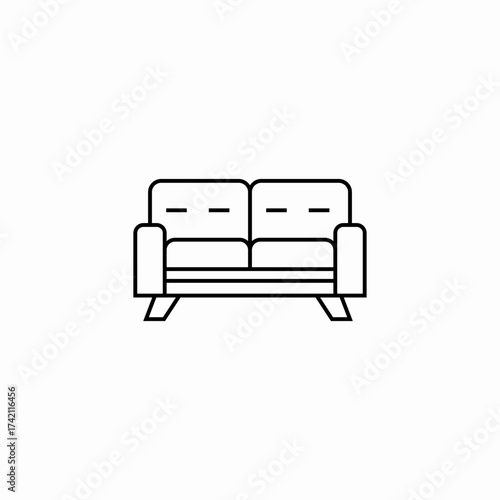 two seater furniture icon sign vector