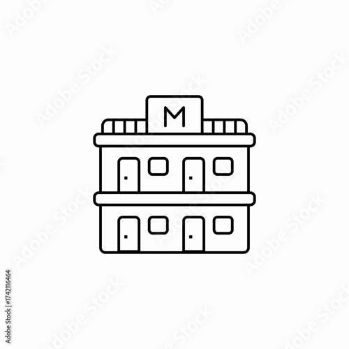 two story motel icon sign vector