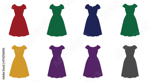 Collection of simple sleeveless dresses in various vibrant color options