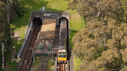 Canvas Print Aerial drone view above Woollahra Station in Woollahra, Eastern Suburbs of Sydne