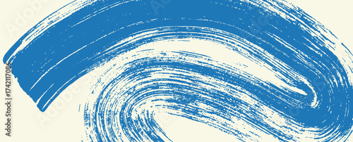 Blue paint strokes with a brush in a scratched texture style.