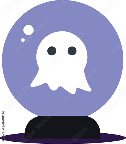 Ghost in a purple crystal ball with dark base halloween