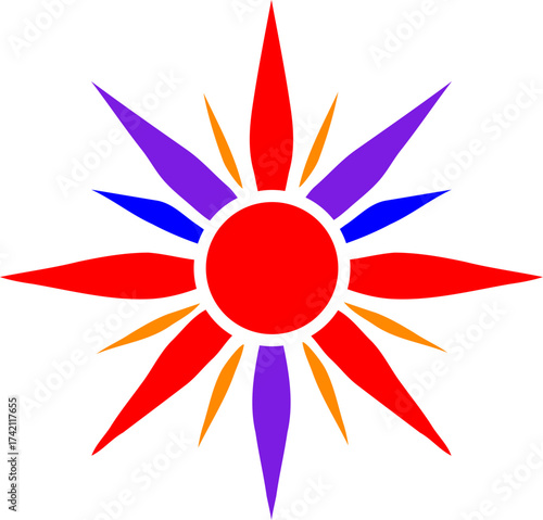 Colorful Starburst or Sun Mandala Design