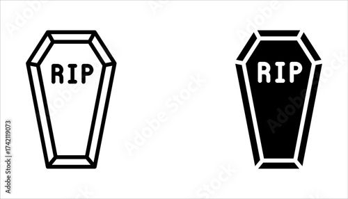 Coffin icon set. Grave symbol. halloween concept on white background