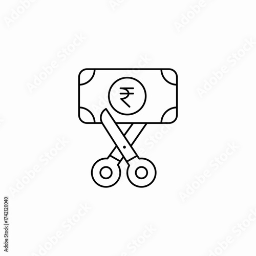 budget cut rupee icon sign vector
