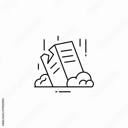 building collapsed rubble icon sign vector