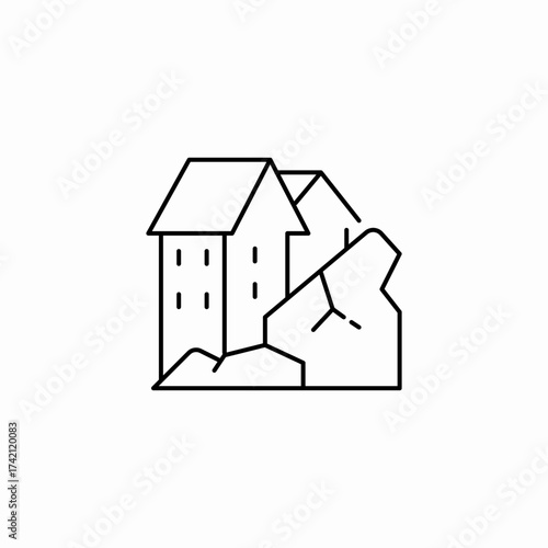 buildings landslide hazard icon sign vector