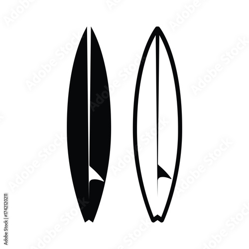 surfboard icon vector design concept silhouette and outline style