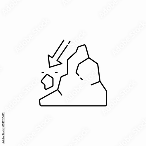 falling boulder arrow icon sign vector