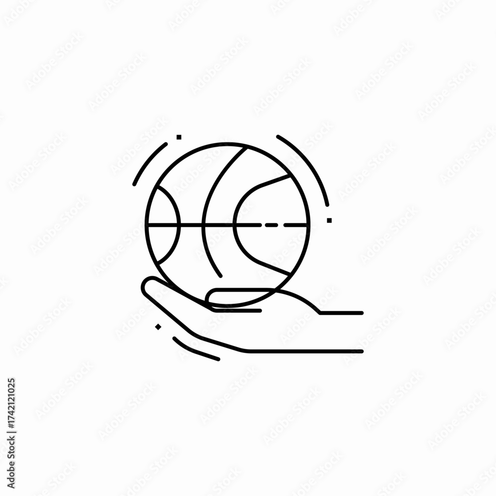 Naklejka premium hand holding basketball icon sign vector