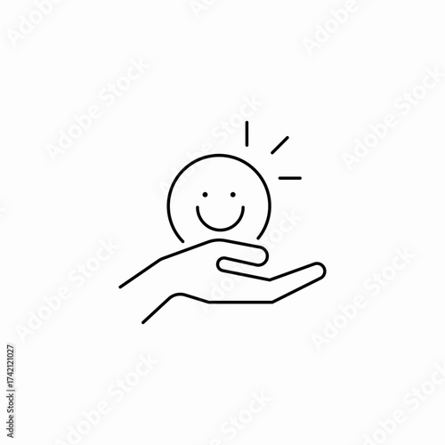 hand holding happiness icon sign vector