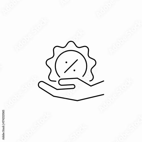 hand holding percentage icon sign vector