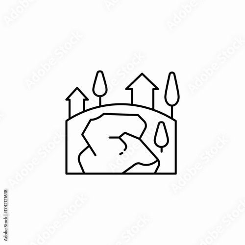 landslide damage town icon sign vector