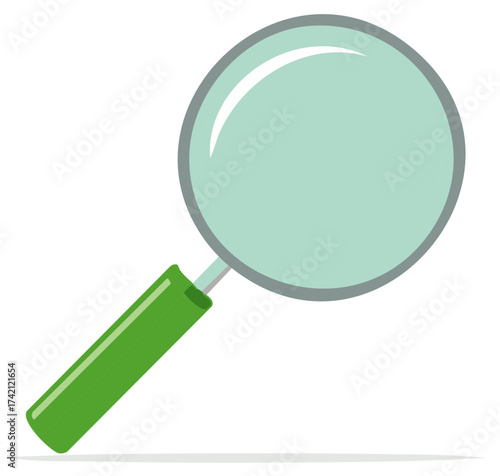 Magnifying Glass Icon with Green Handle Flat Design Vector Illustration for Search Concept