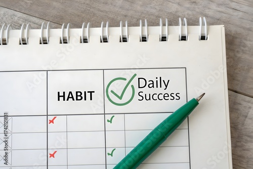 Close up of a calendar page highlighting a daily success habit