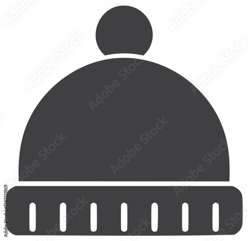 Icon of a winter hat or beanie in a solid black color.
