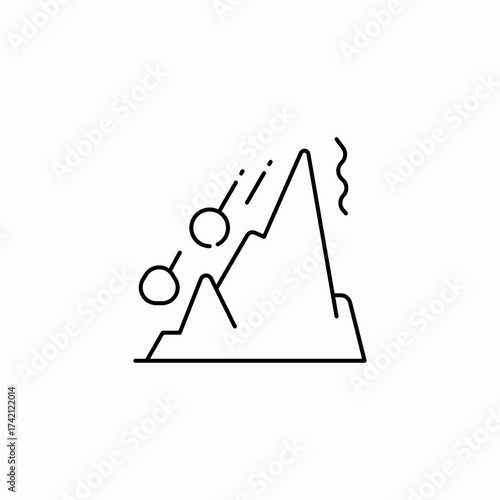 mountain rockfall hazard icon sign vector