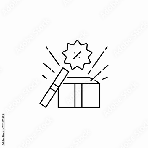 opened discount box icon sign vector