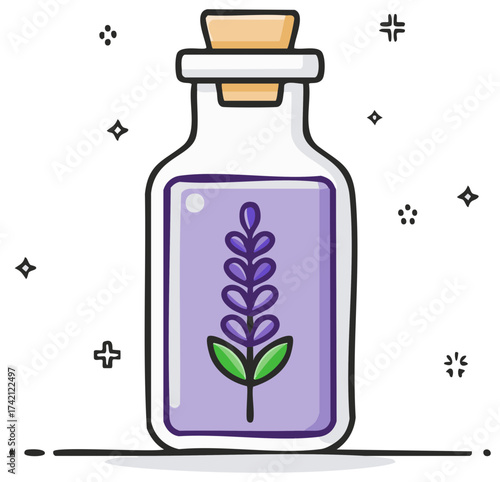 Aromatherapy Lavender Essence in Glass Vial Corked Container Herbal Potion