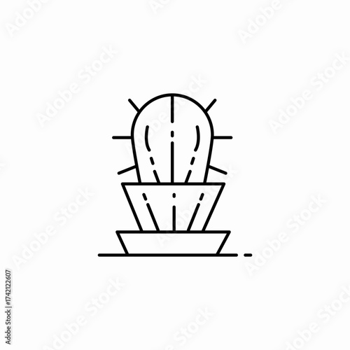 potted desert cactus icon sign vector
