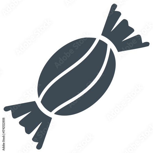 Wrapped candy illustration, dark blue silhouette on white background