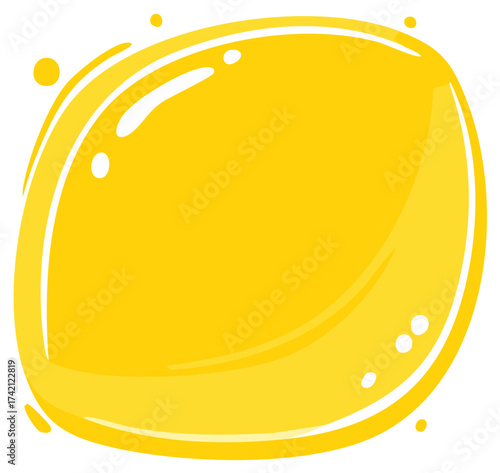 Cartoon Illustration of a Bright Yellow Lemon, Vibrant Citrus Fruit, Vitamin C Source