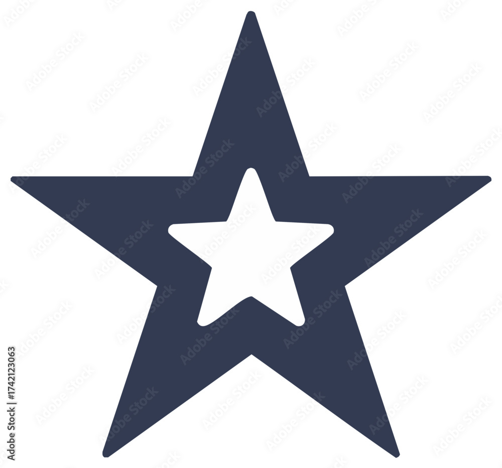 Obraz premium Contrasting Star within Star Design, Modern Graphic Symbol with Sharp Points, Navy and White