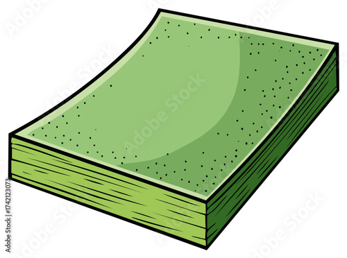 Stack of Green Paper Illustration Vector Graphic Office Stationery Document