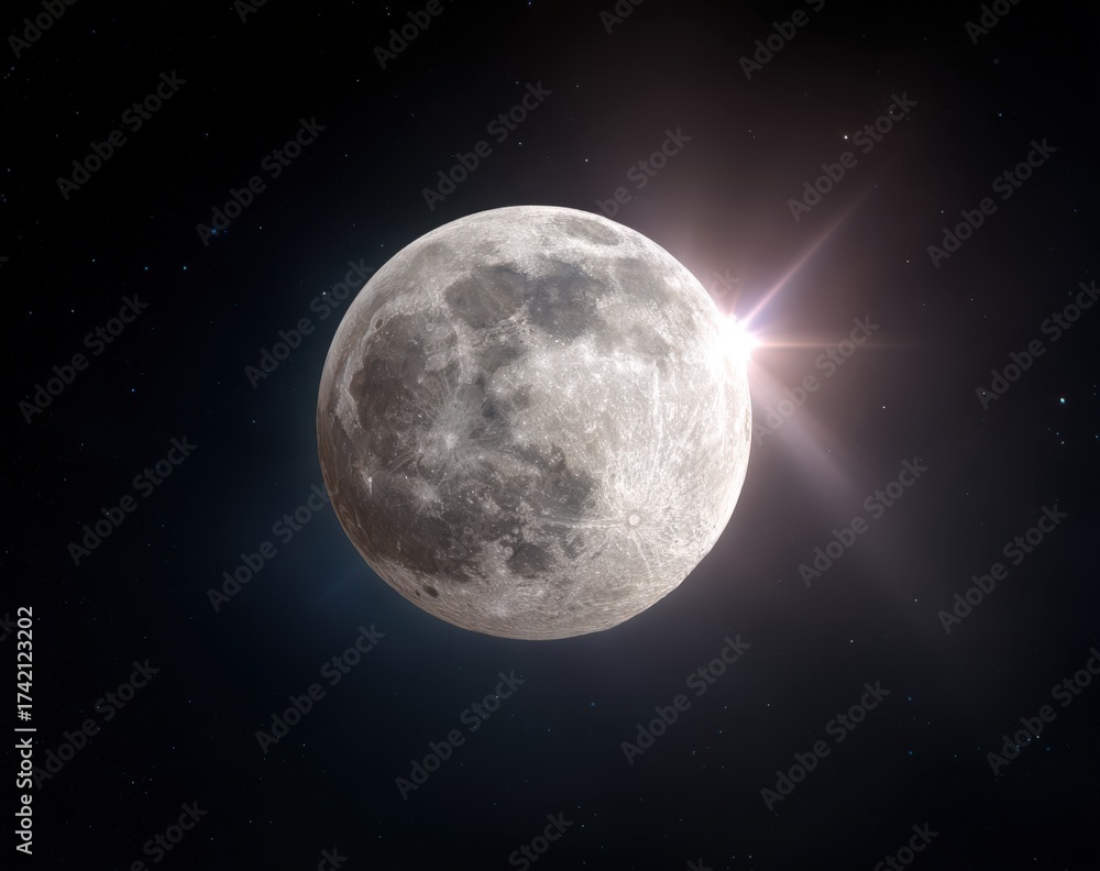 Obraz premium A full moon is shining very brightly in the night sky tonight
