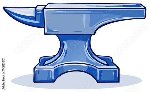Blue stylized anvil illustration for blacksmithing and metalworking concepts