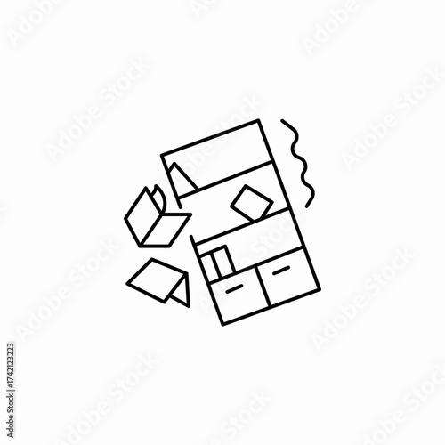 tilted broken cabinet icon sign vector