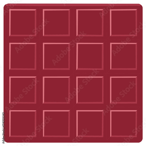 Geometric Maroon Wall Panel with Square Recesses in a Grid Pattern for Textured Surface