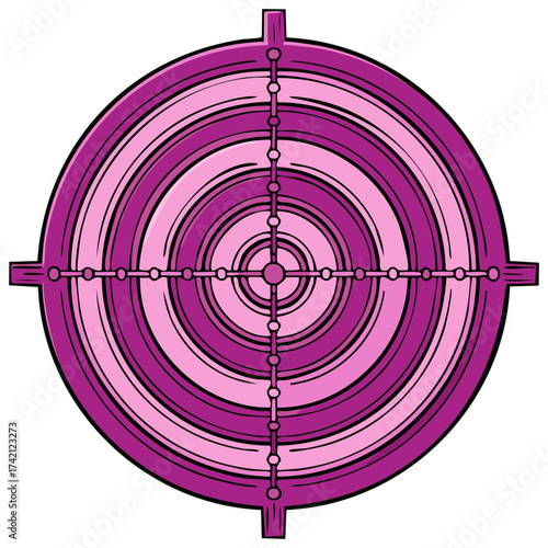 Pink target illustration with crosshairs for aiming and success concept