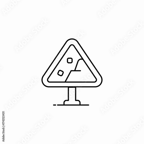warning sign landslide icon sign vector