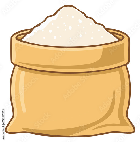 Full Sack of Flour Icon with a Beige Color in Cartoon Style