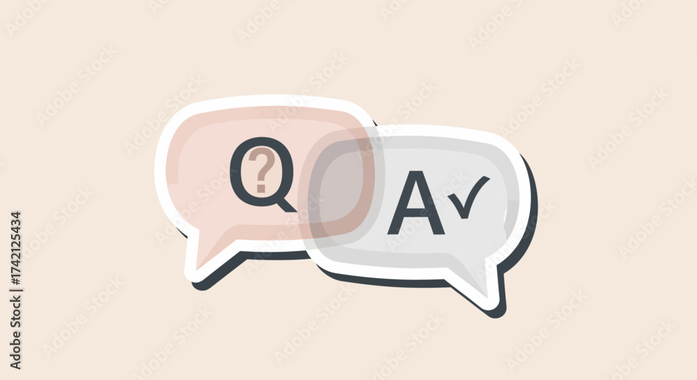 Fototapeta premium Two overlapping speech bubbles, one with a question mark and the other with an