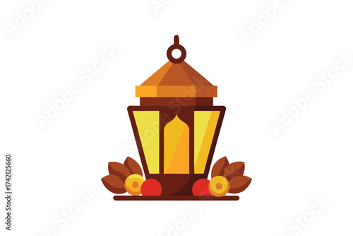 Ramadan Lantern with Dates and Nuts Illustration